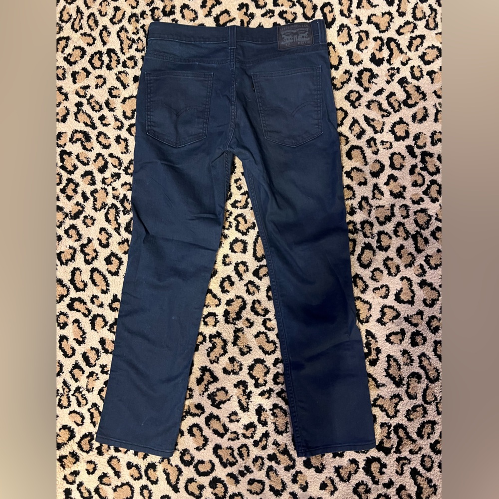 Levi's  sz 34 x 30 slim 511 Dark Blue Denim coated jeans black blank tab EUC